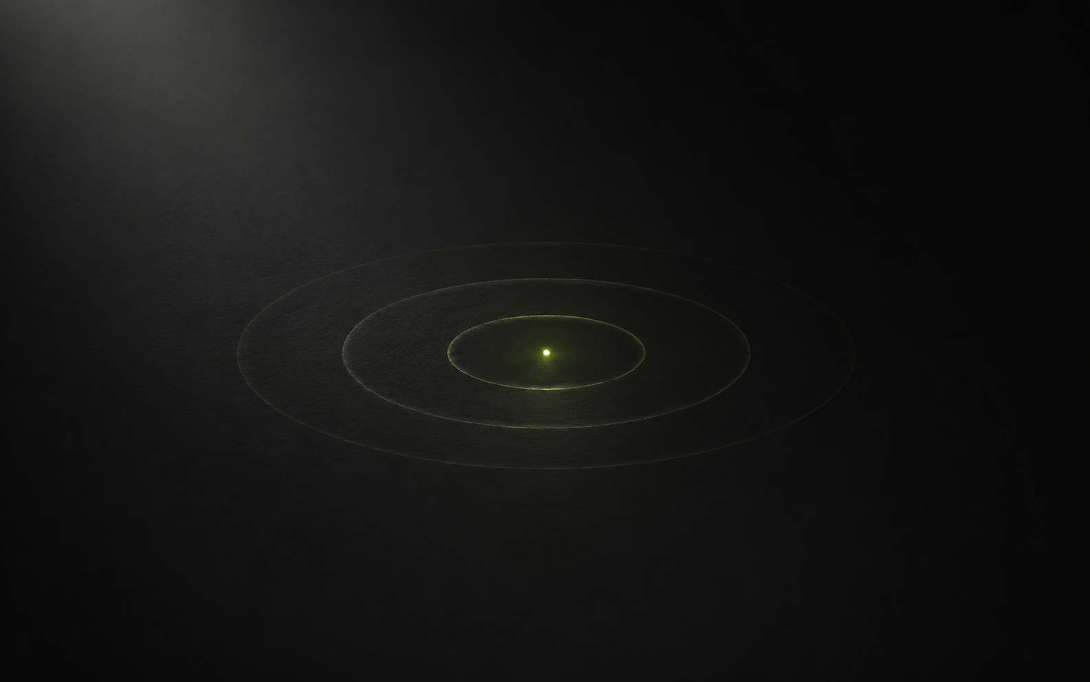 Green signal rings radiating from a single point on a dark background
