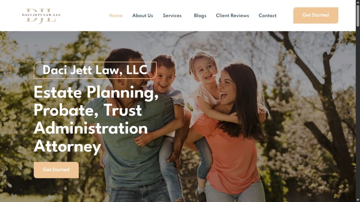 Daci Jett Law estate planning website homepage