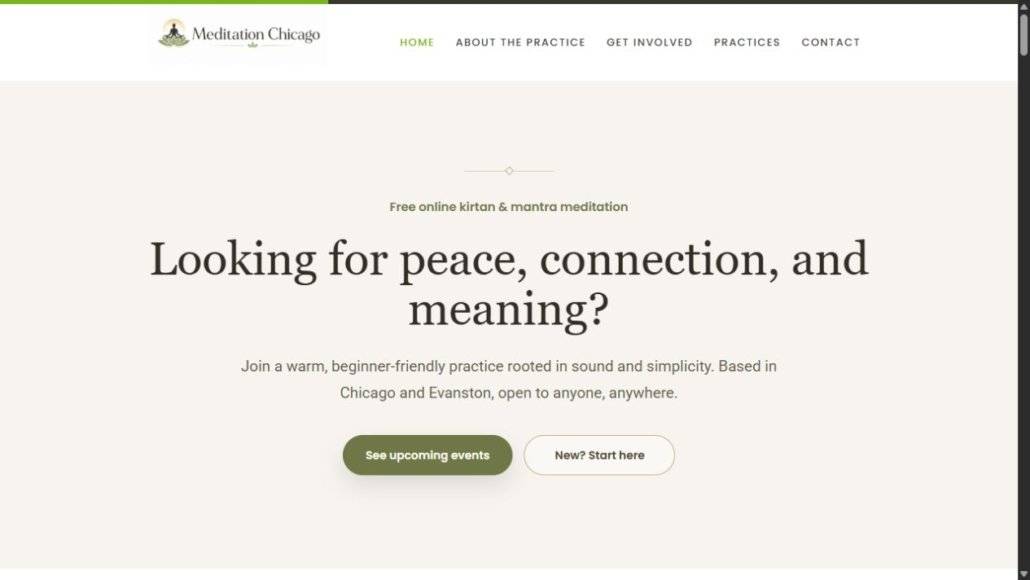 Meditation Chicago community meditation website homepage