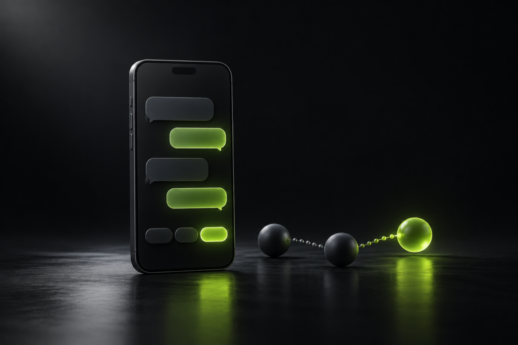 Messaging thread qualifying a lead step by step with quick-reply buttons
